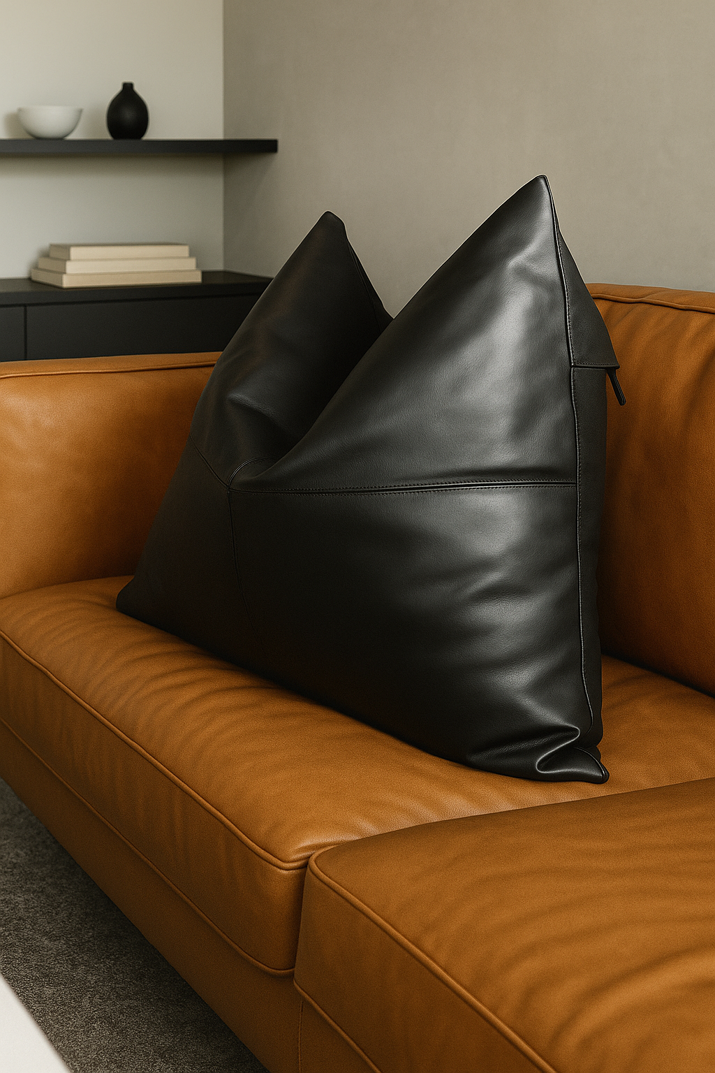 Midnight Luxe Leather/Cotton Cushion - Bold