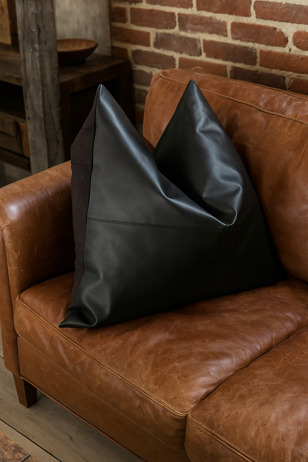 Midnight Luxe Leather/Cotton Cushion - Bold