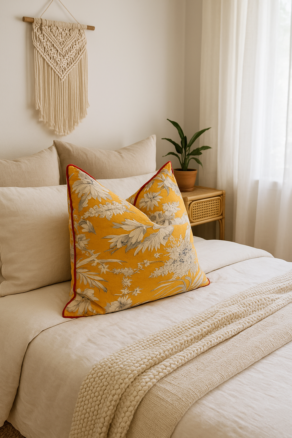 'Blossom Retreat' 100% Handmade Cotton Cushion Cover