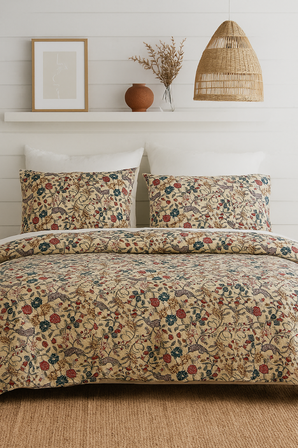 Wildberry Woodland Cotton Quilt Set – Handcrafted Luxury (King)