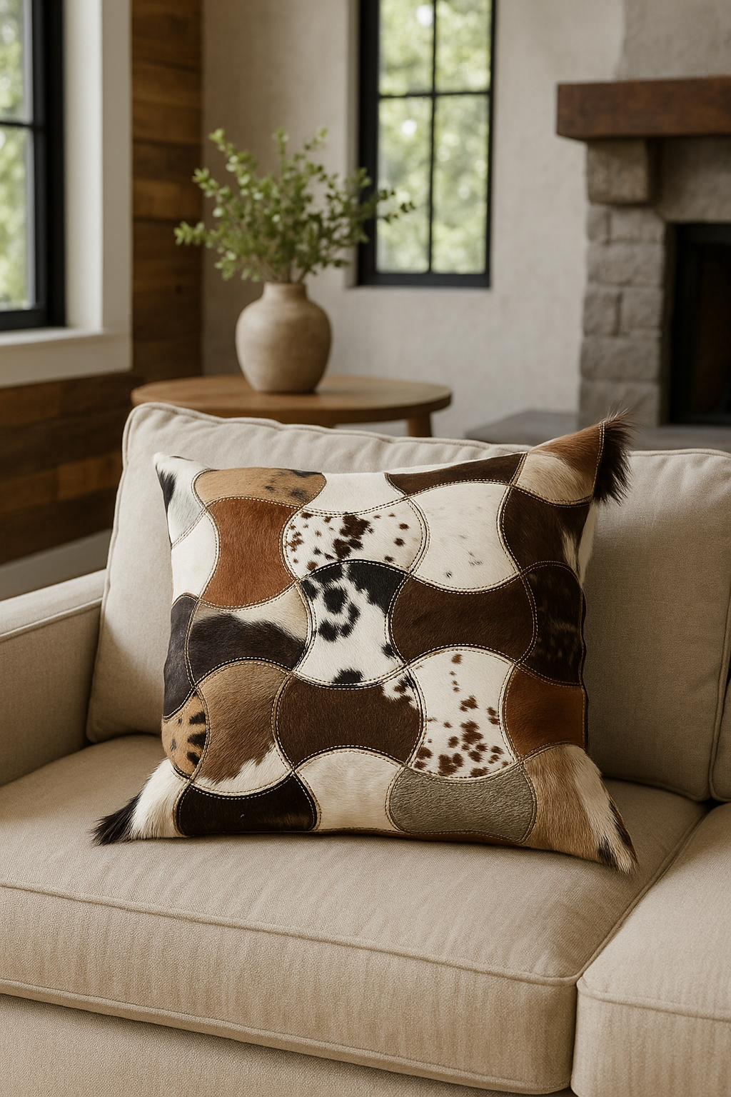 Exotic Cowhide Cushion Patchwork Leather Cushion Pillow Covers