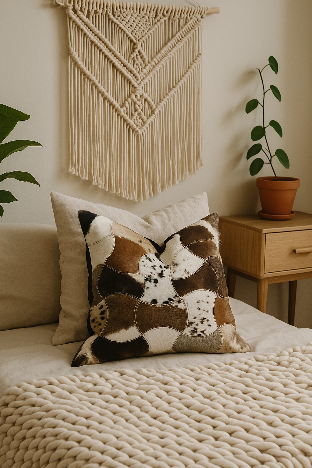 Exotic Cowhide Cushion Patchwork Leather Cushion Pillow Covers