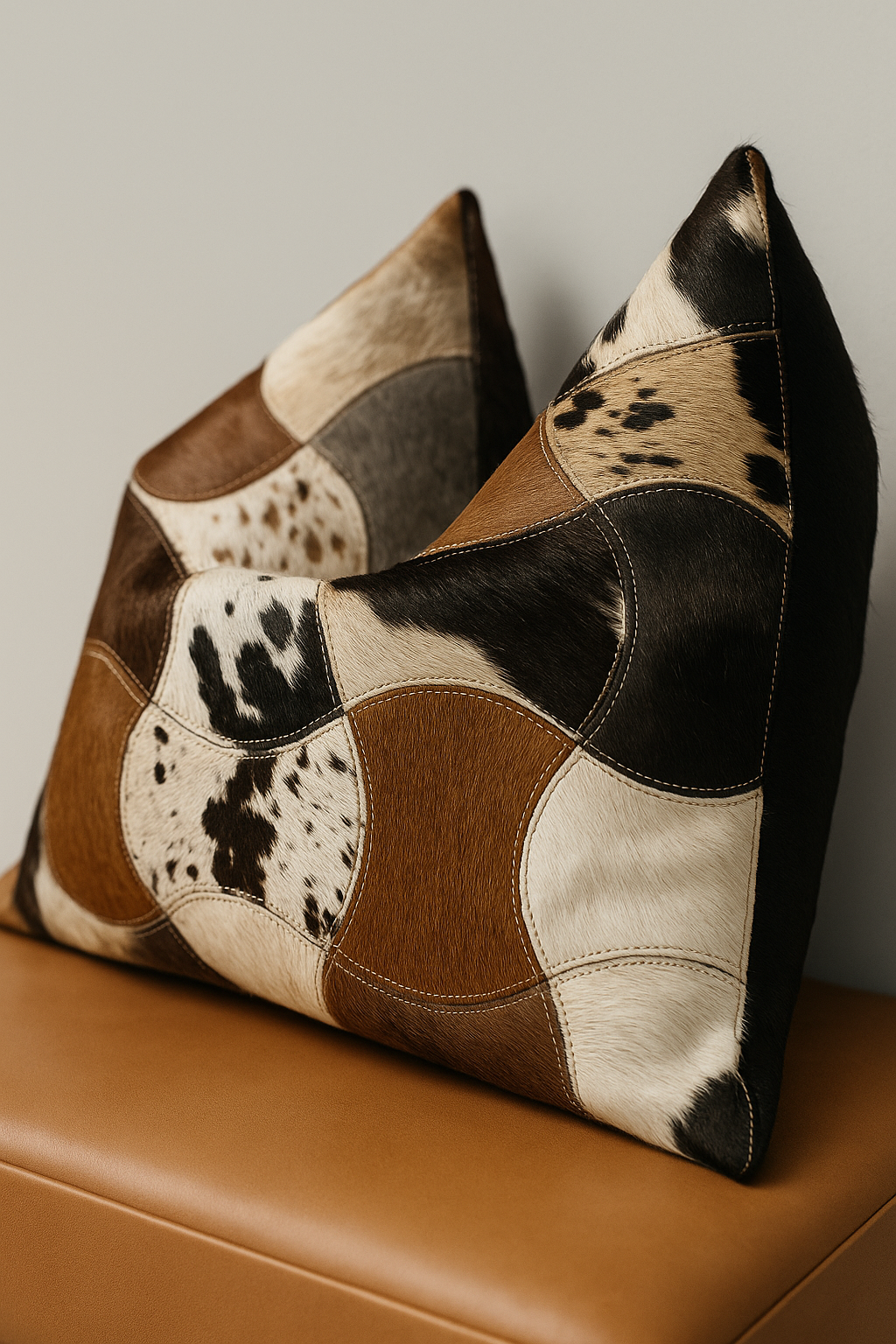 Exotic Cowhide Cushion Patchwork Leather Cushion Pillow Covers
