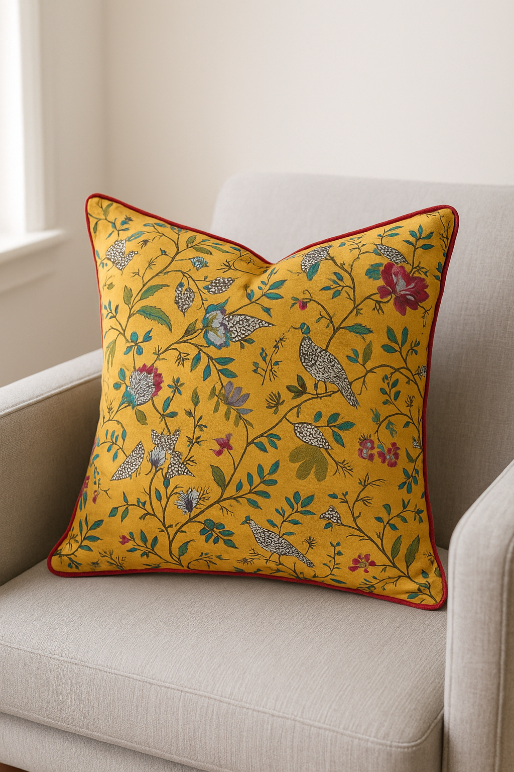 'Nature's Melody' 100% Handmade Cotton Cushion Cover