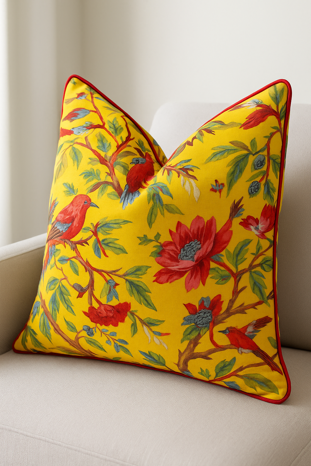 'Floral Oasis' 100% Handmade Cotton Cushion Cover