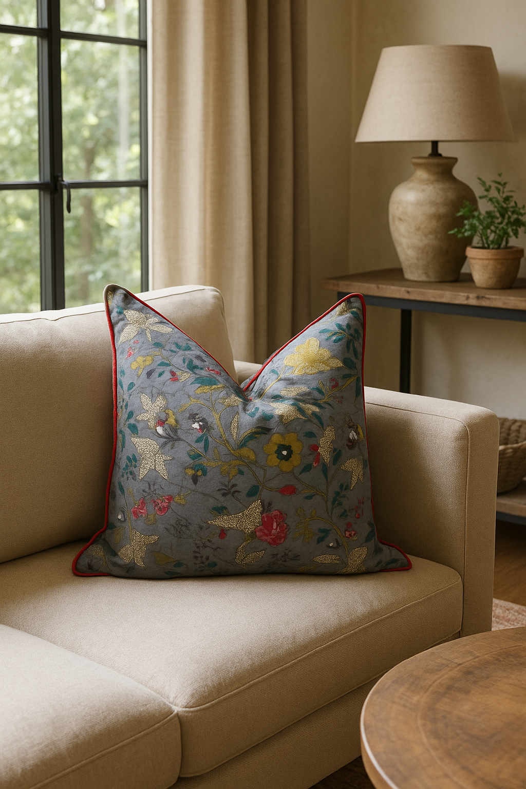 'Avian Escape' 100% Cotton Cushion Cover