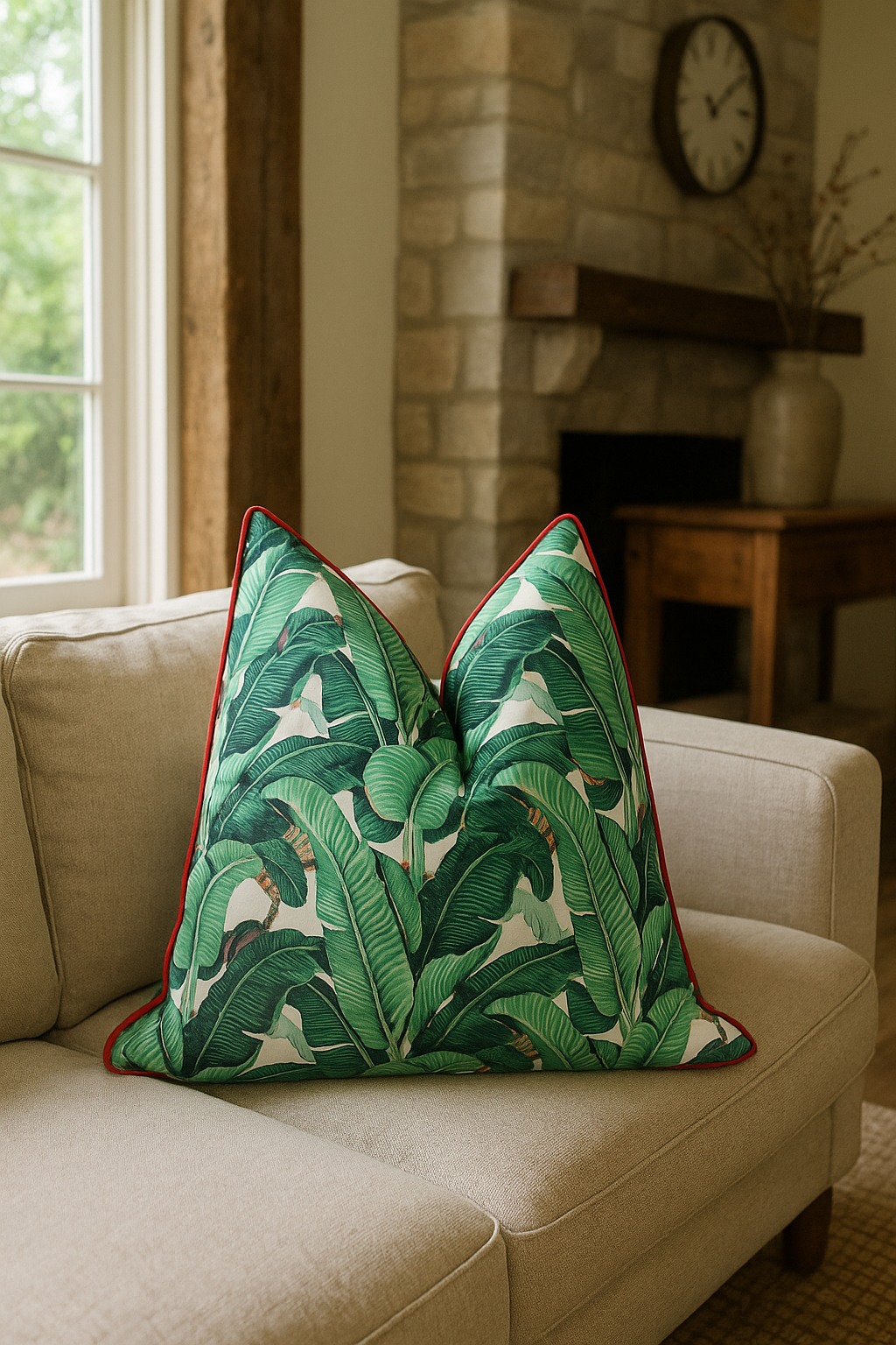 100% Cotton Cushion Cover - Tropical Palms