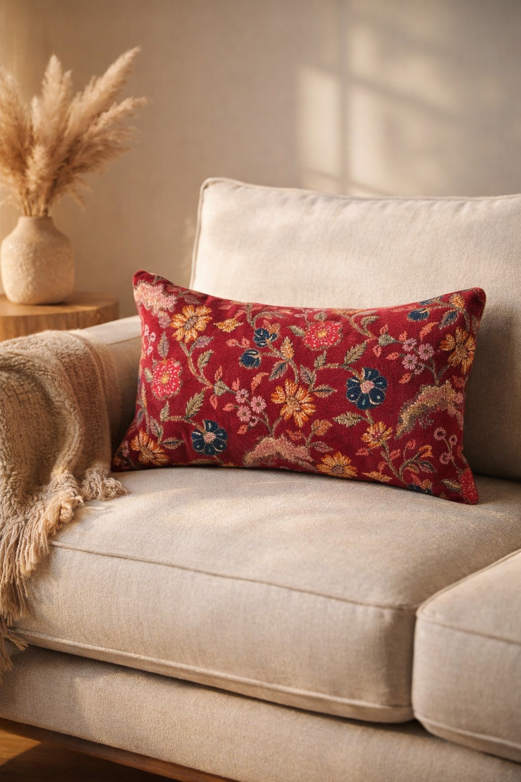 premium velvet cushion close-up texture detail