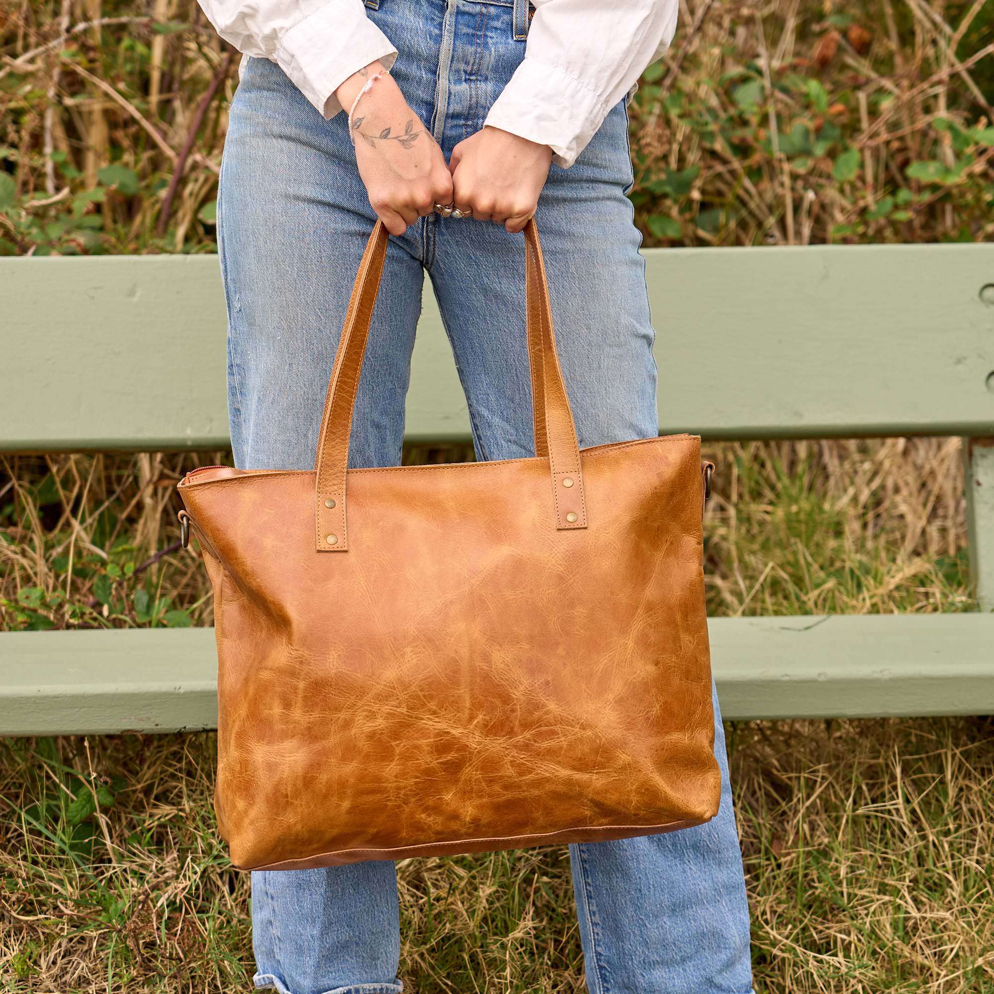 Large Vintage Brown Tote - Roomy Classic Style