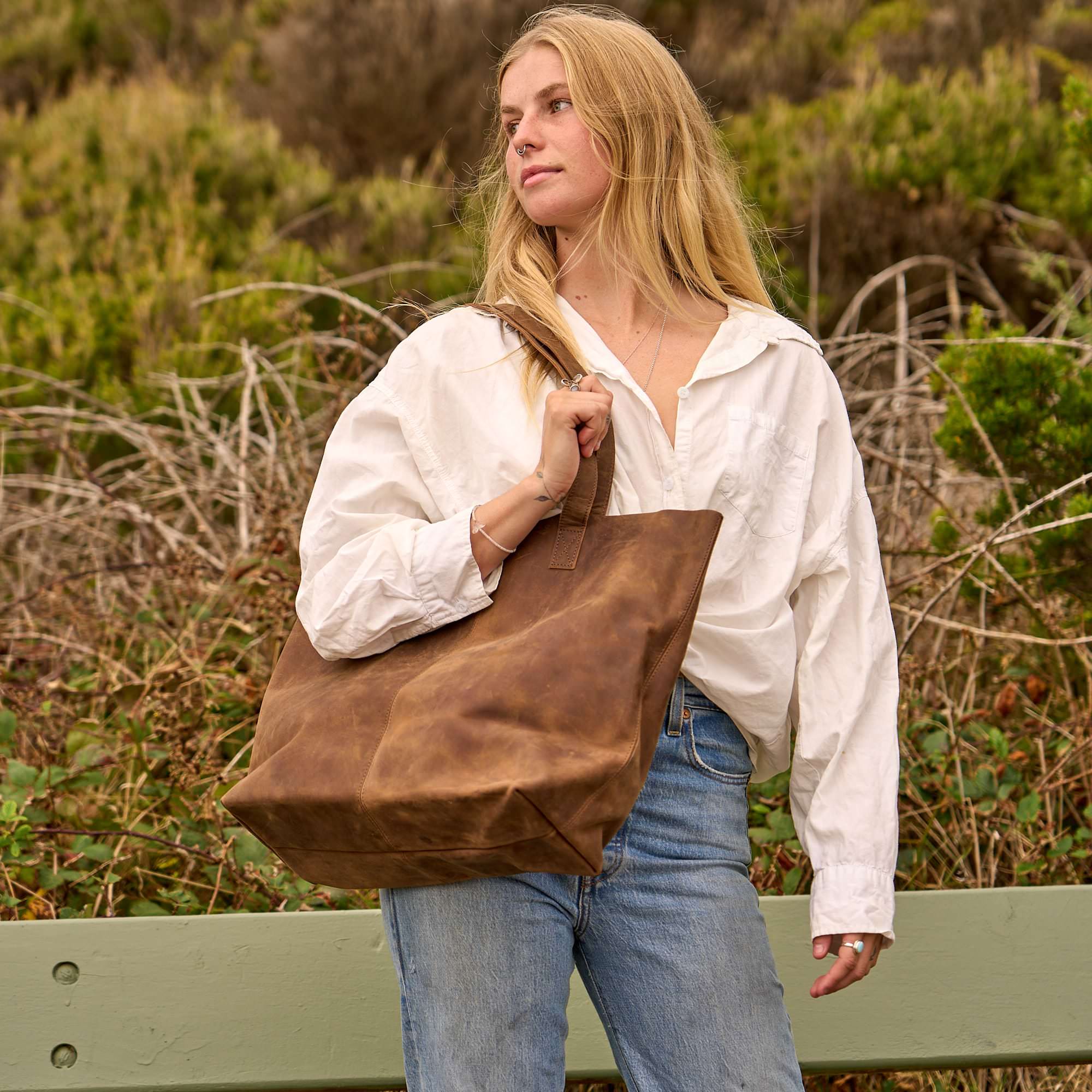 Vintage Brown Leather Tote - Timeless Everyday
