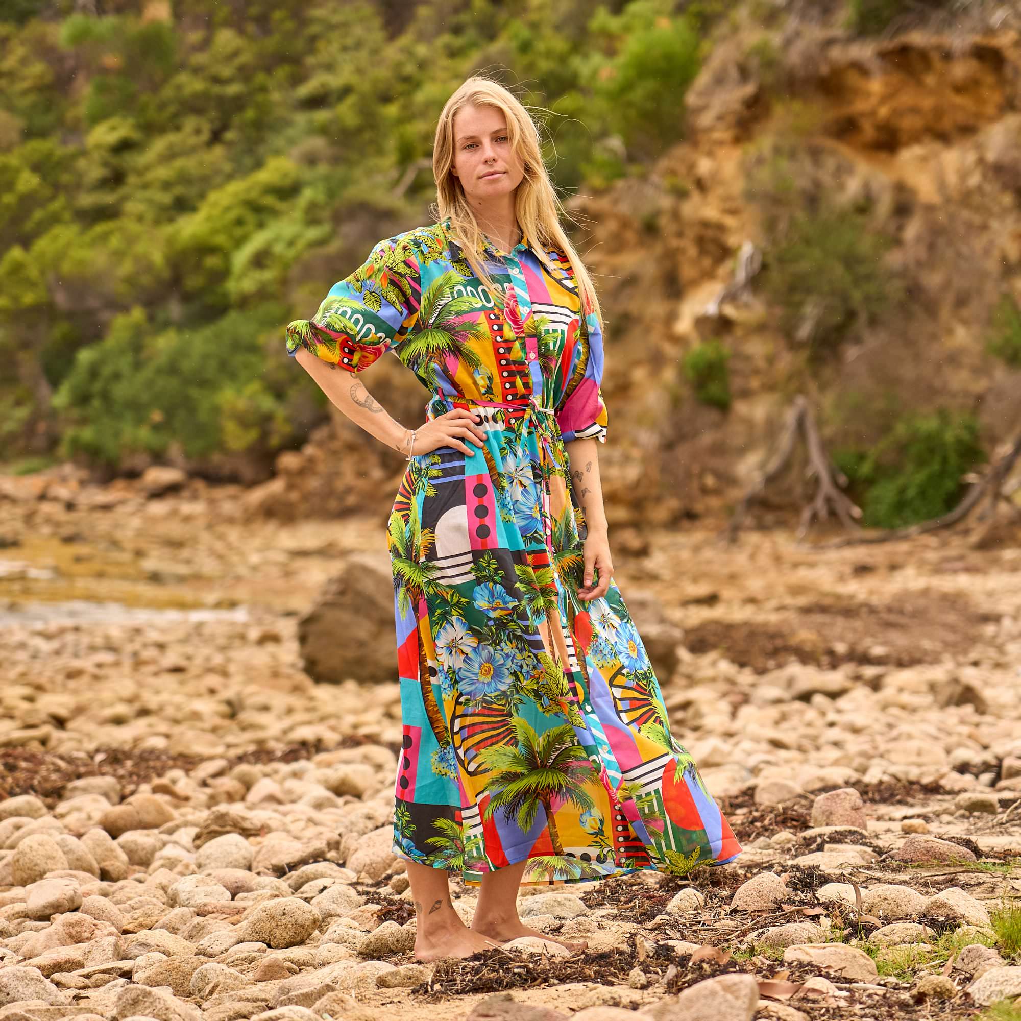 colourful resort wear dress women full length