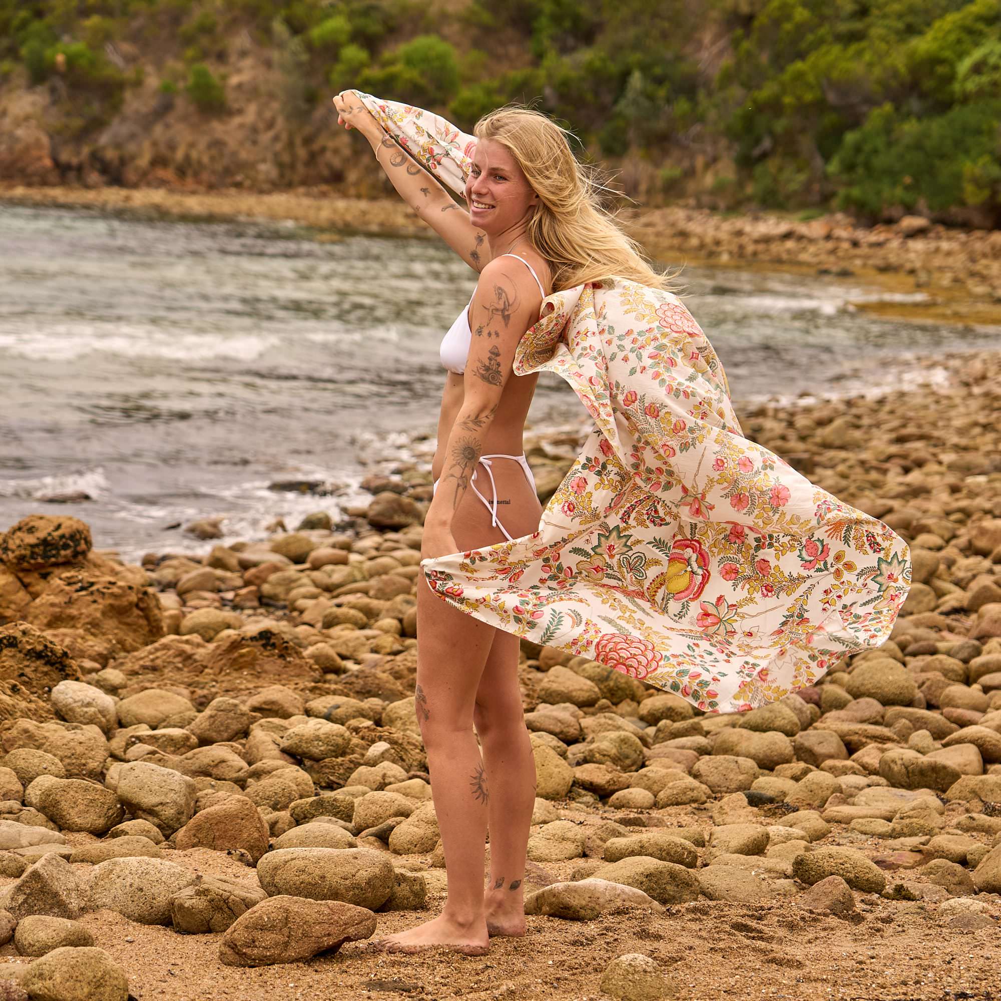 Sun Dancer Block Print Sarong – Handcrafted Cotton Wrap for Beach & Beyond