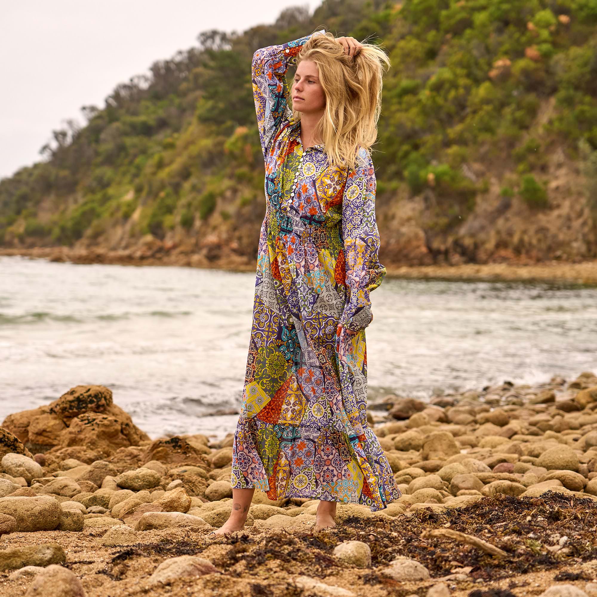 Premium patchwork maxi dress for women