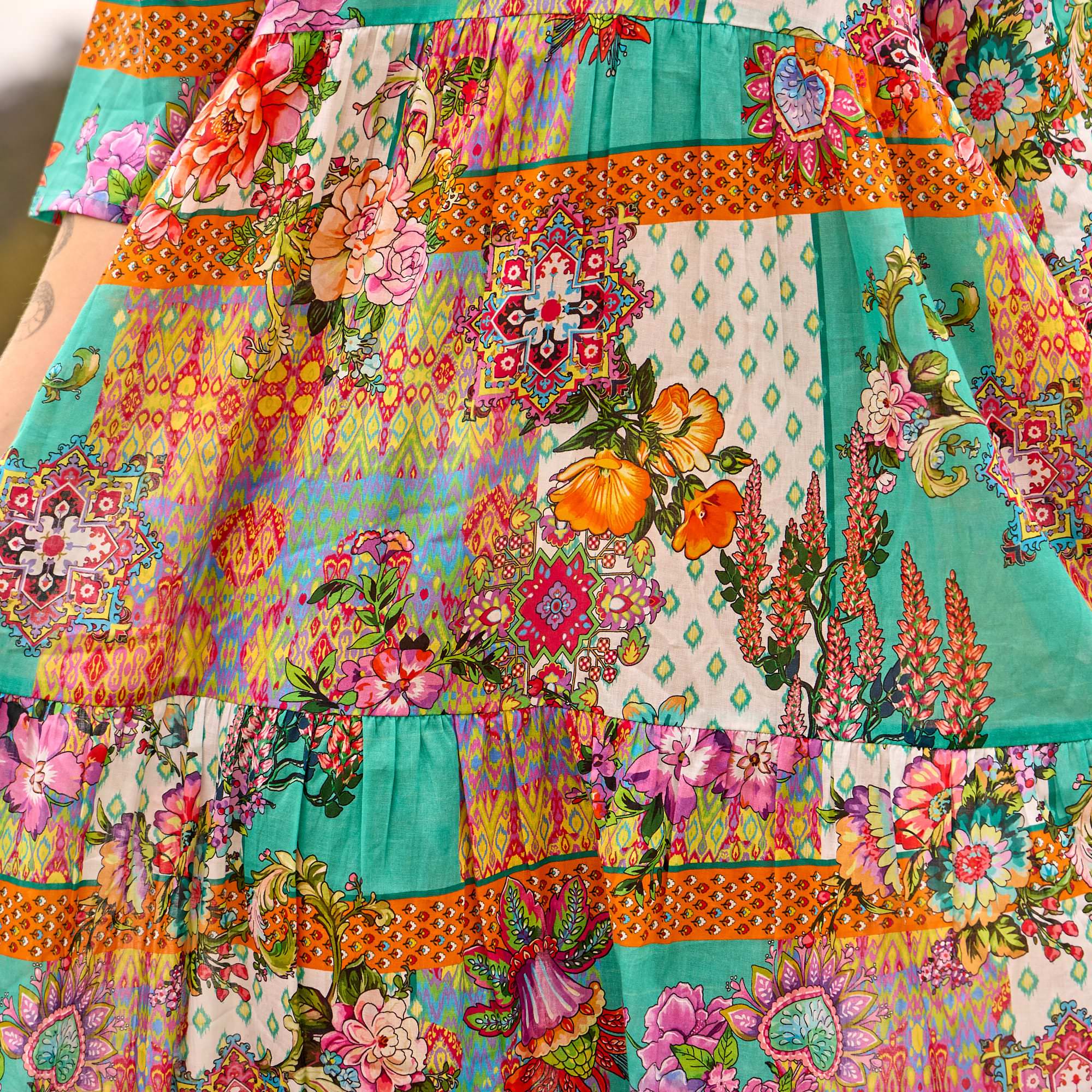 Premium floral patchwork dress for women beachwear