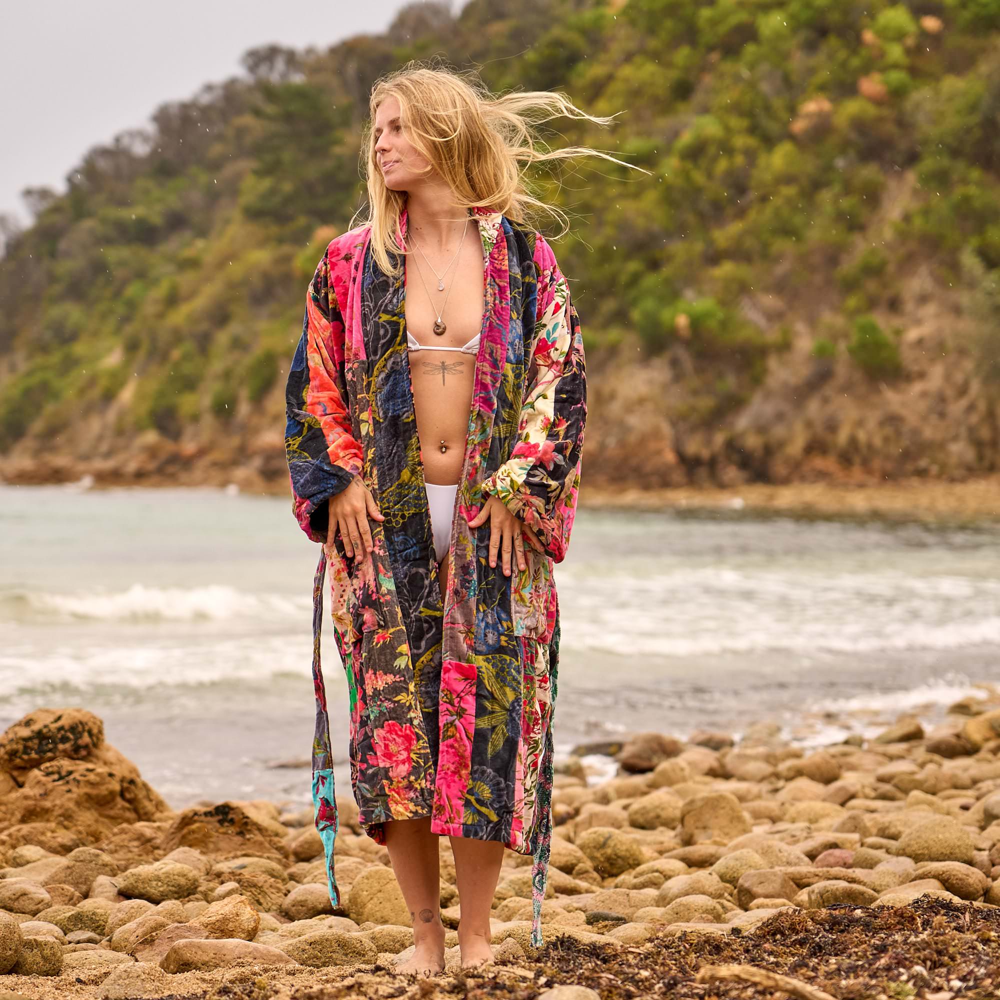 Velvet Bloom Kimono Robe – Boho Luxe Floral Wrap for Endless Wanderlust