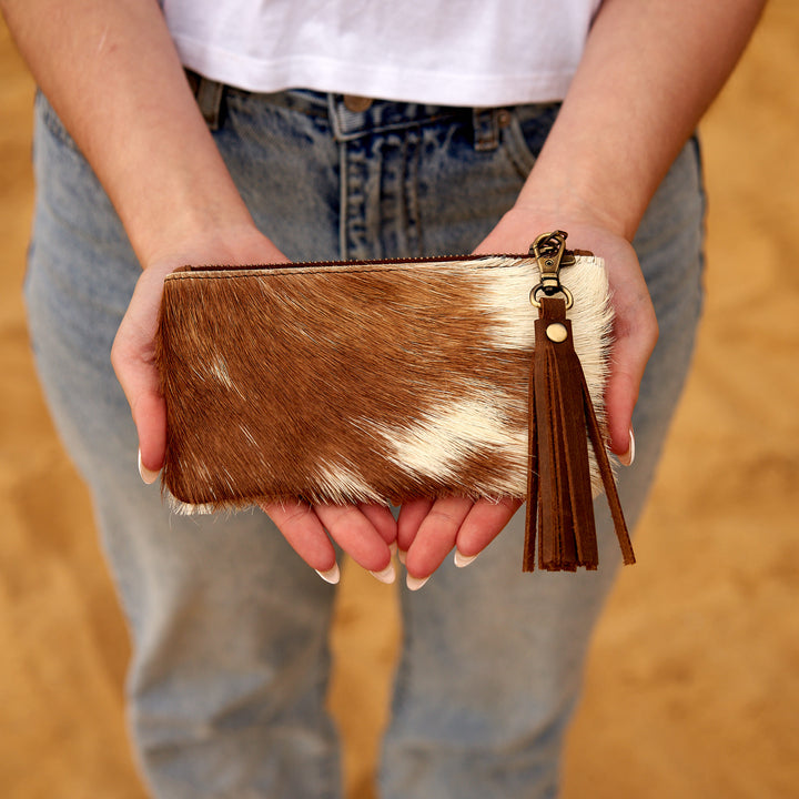 Cowhide Wallet Coin Purse - Charming Brown