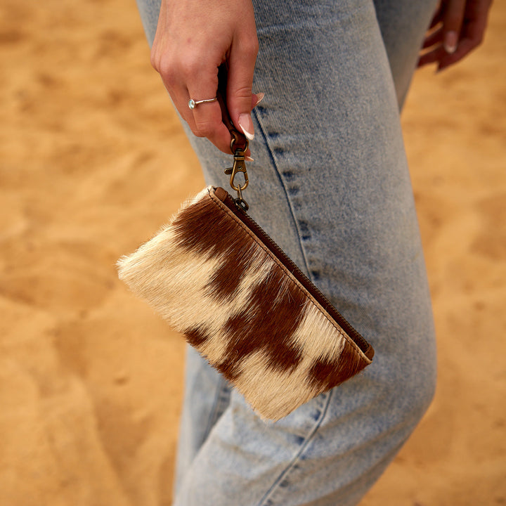 Cowhide Wallet Coin Purse - Charming Brown