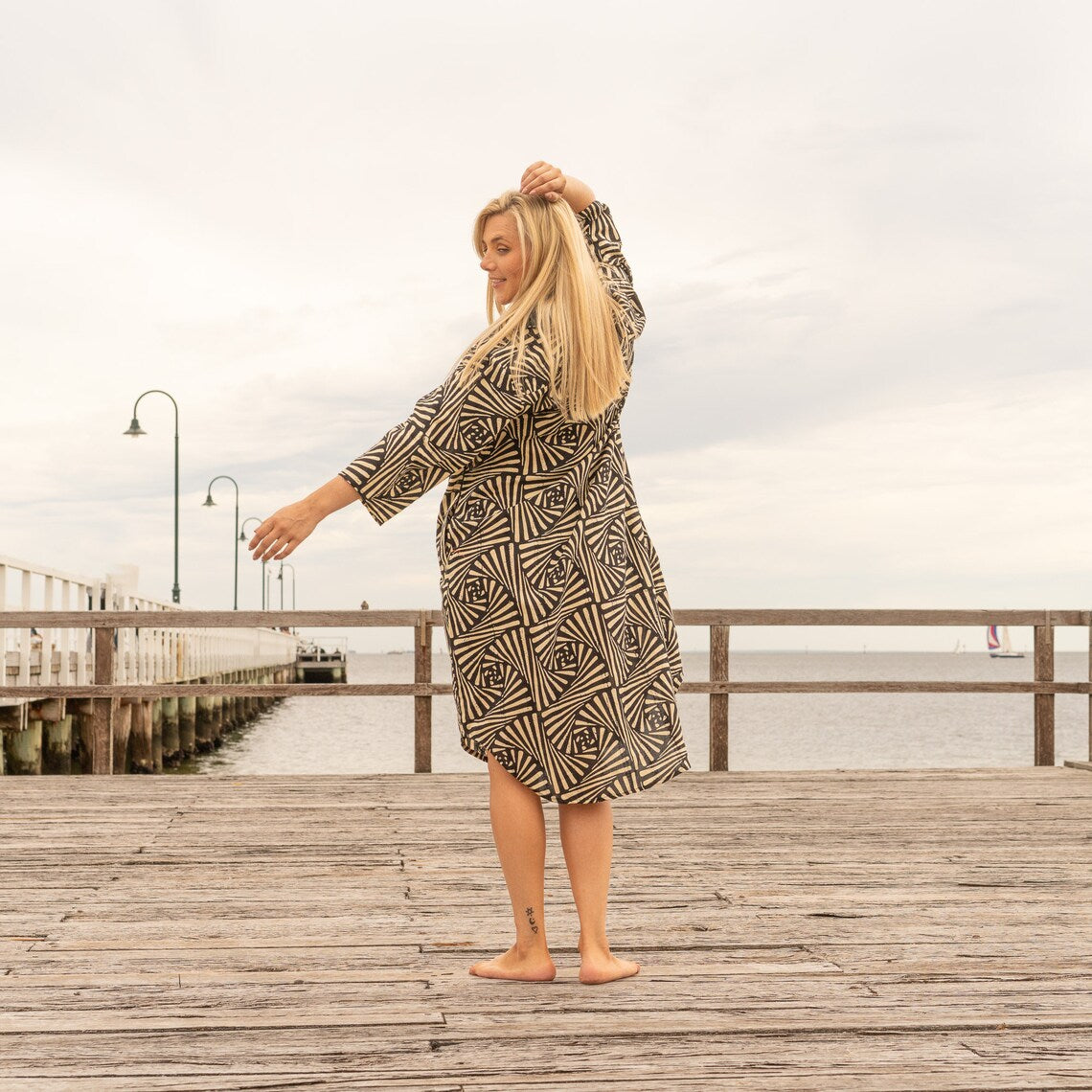 Black Dazzle Women's Cotton Long Shirt Dress - One Size