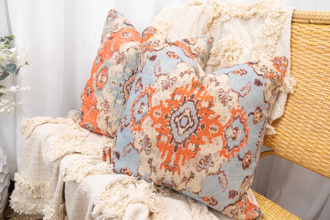 Linen Connections Moroccan Tassels Cushion Cover - Blue Mix