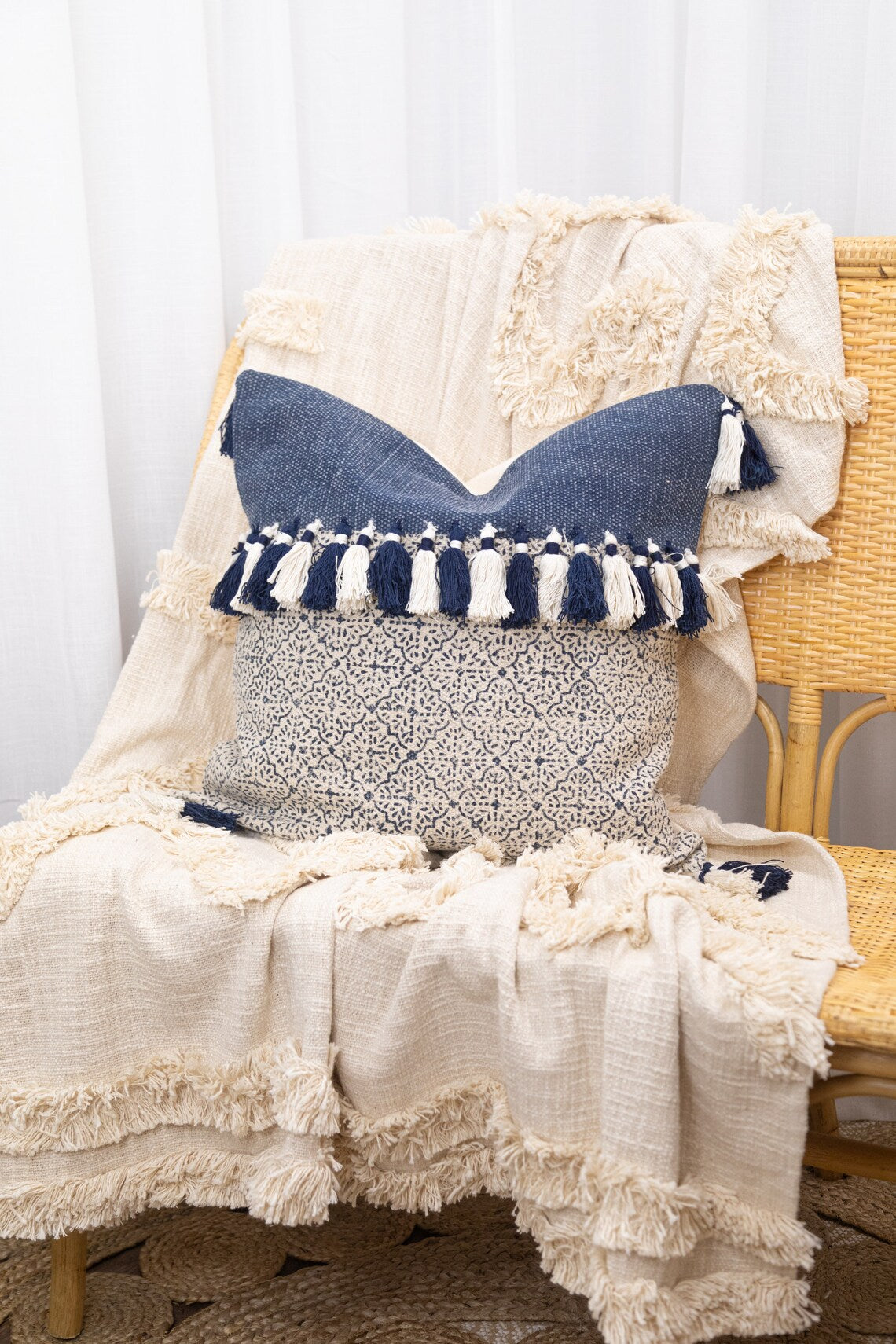 Linen Connections Moroccan Tassels Cushion Cover - Boho Swag