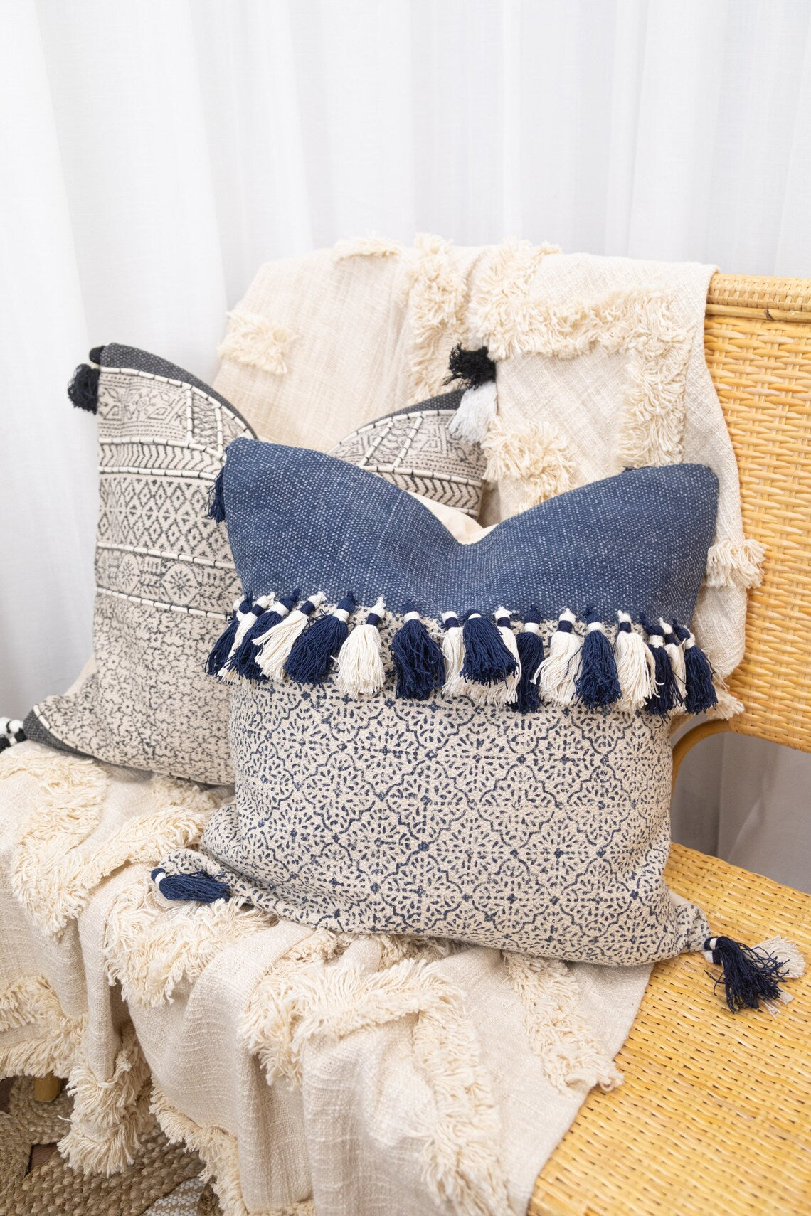 Linen Connections Moroccan Tassels Cushion Cover - Boho Swag