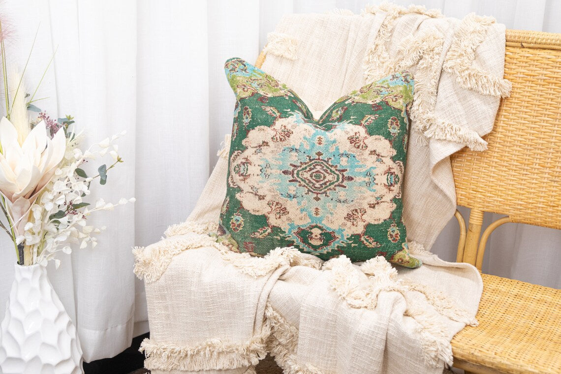 Linen Connections Moroccan Tassels Cushion Cover - Sage Green