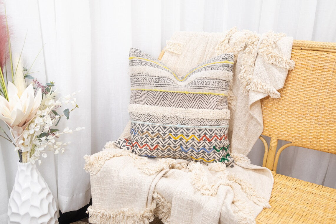 Linen Connections Moroccan Tassels Cushion Cover - Berber Style