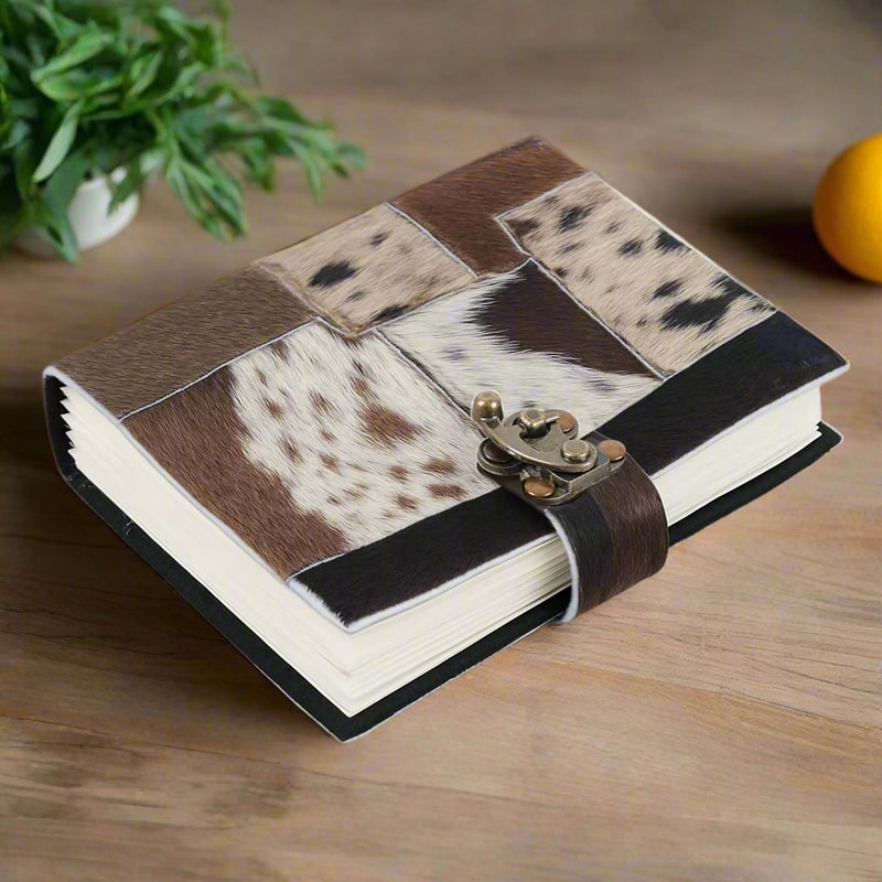 Leather Journal | Handmade Cowhide with Notebook Animal Print