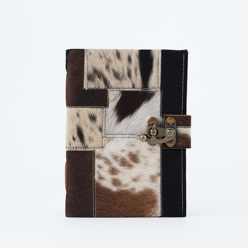 Leather Journal | Handmade Cowhide with Notebook Animal Print