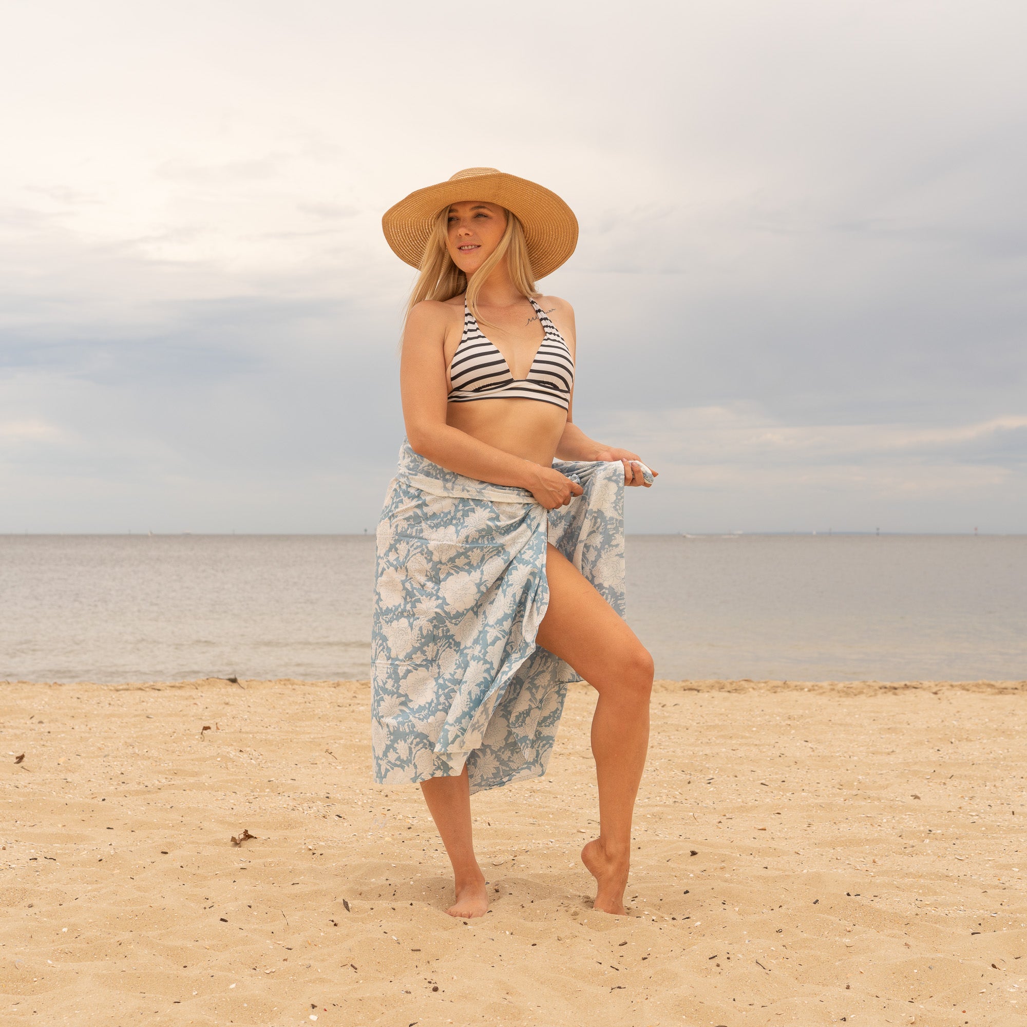 Blue Florals - 100% Cotton Sarong