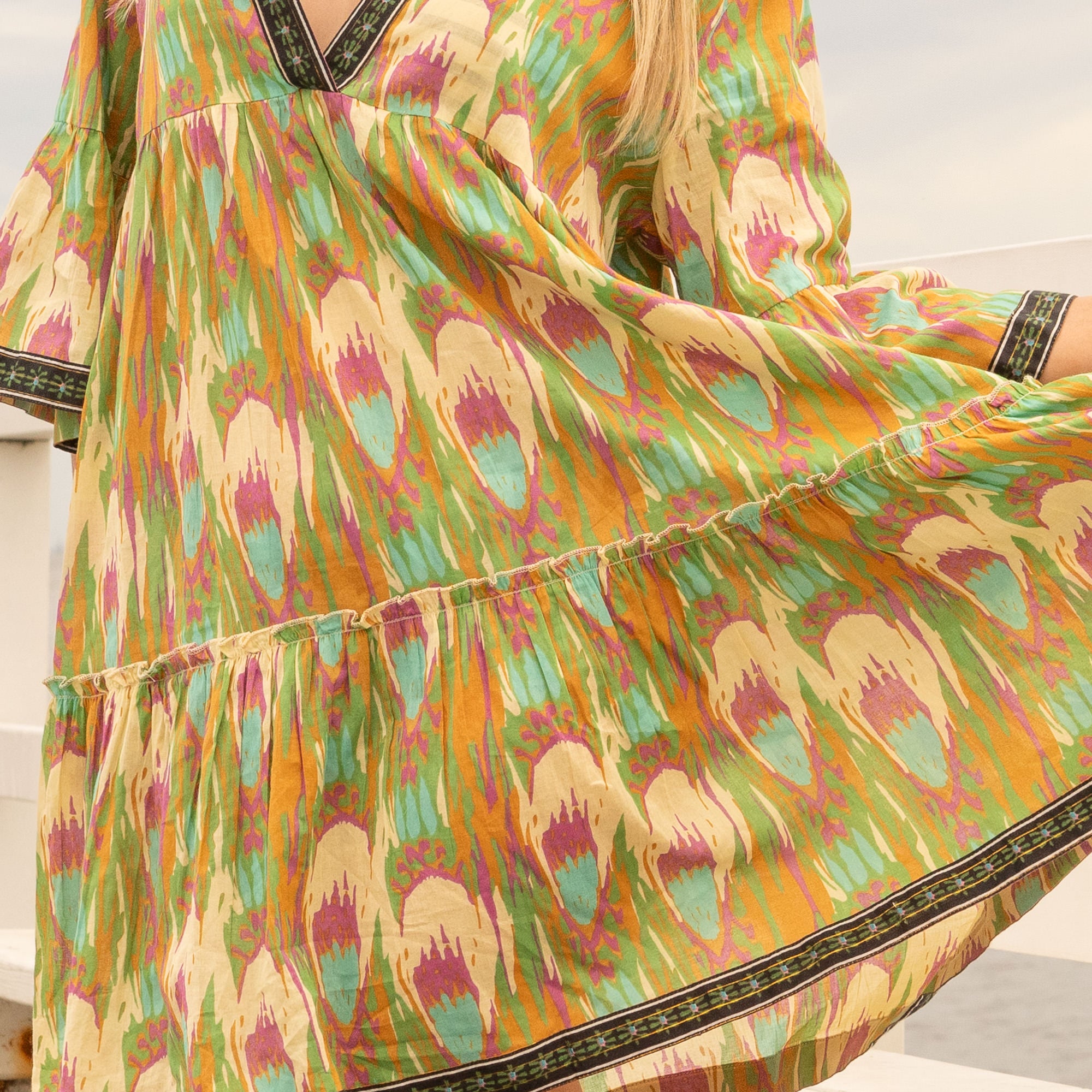 Groovy Peacock Women's Cotton Maxi Dress - One Size