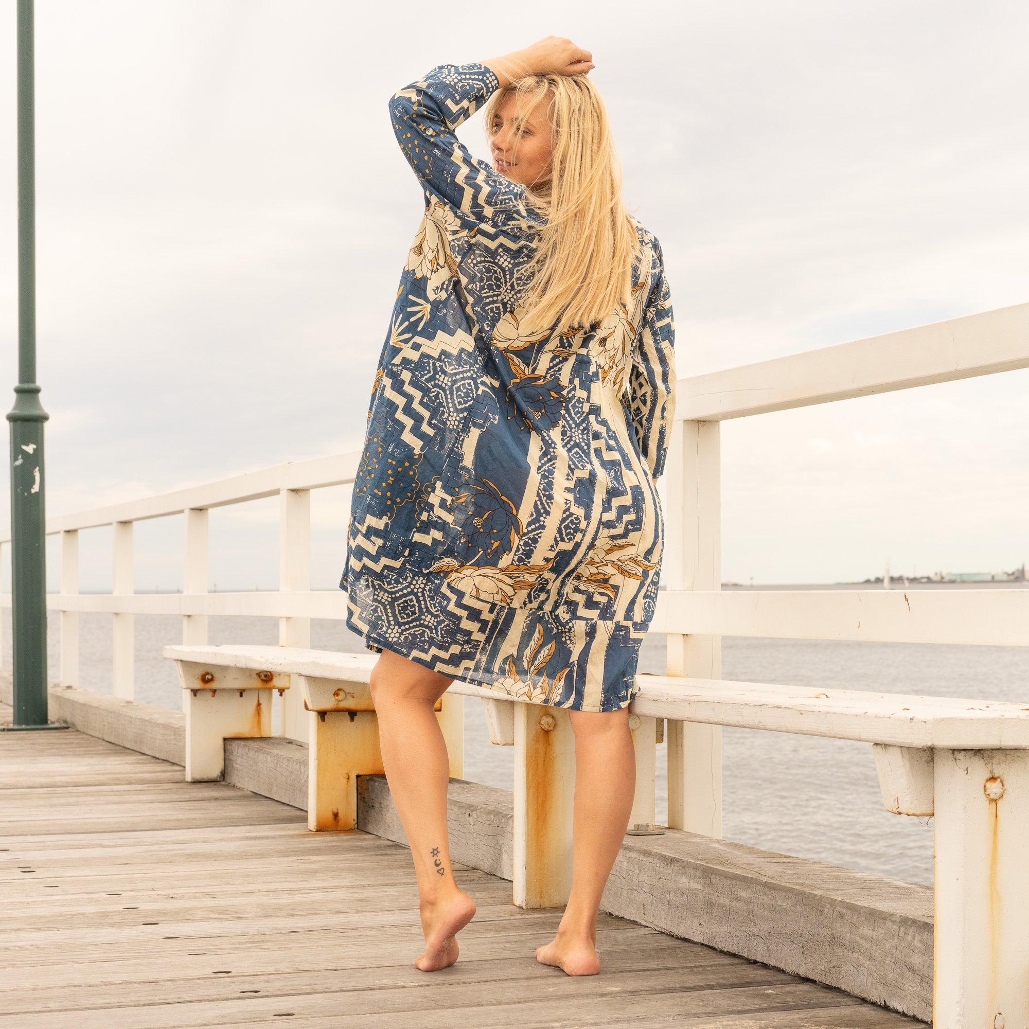 Kaleidoscope Kick Women's Cotton Shirt Dress - One Size