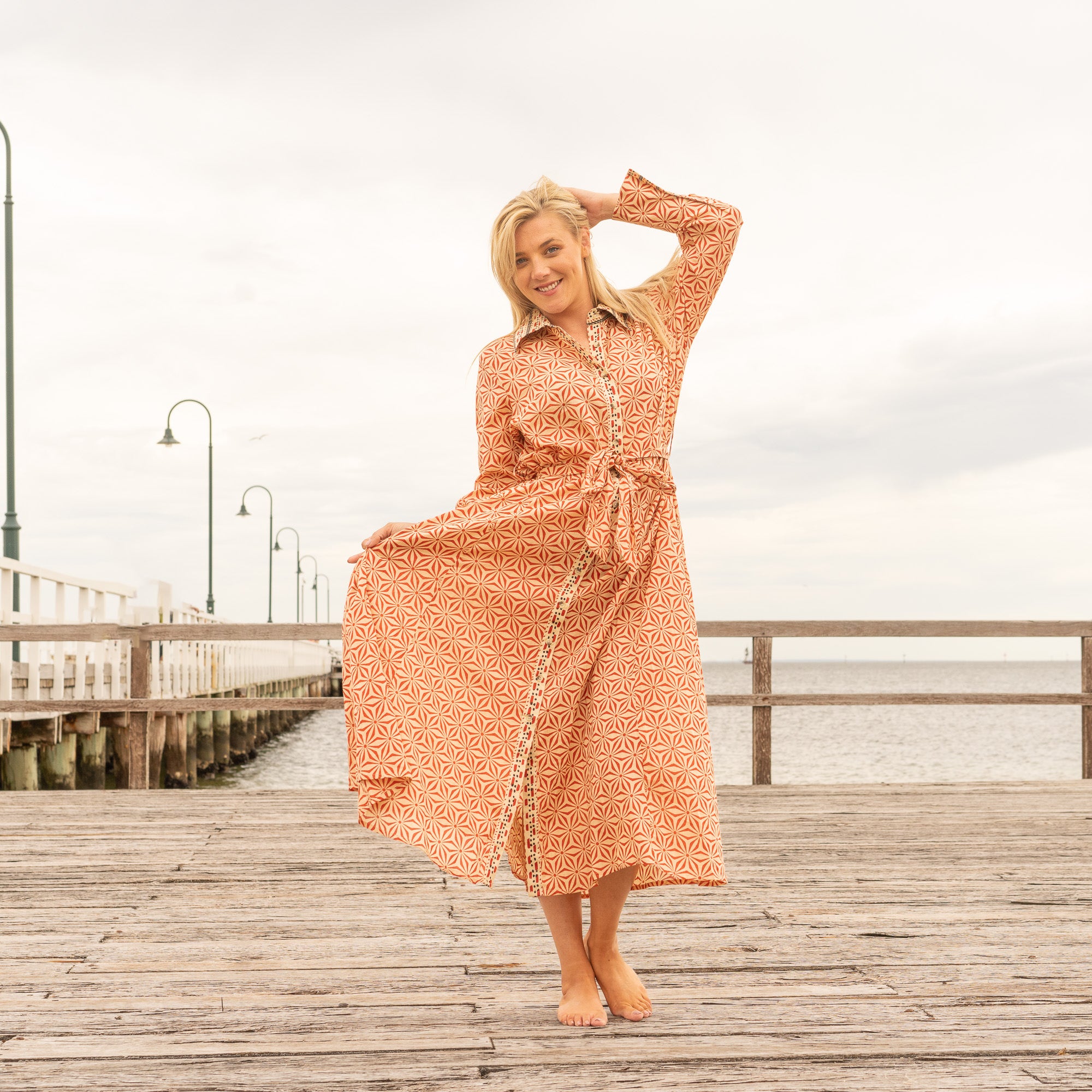 Sunshine Bloom Women's Cotton Midi Dress - One Size