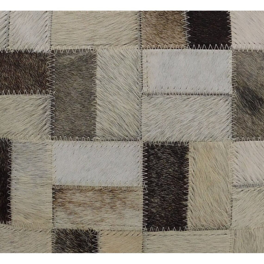 Modern rustic neutral cowhide leather checkerboard cushion cover 45x45 cm for farmhouse and glam decor