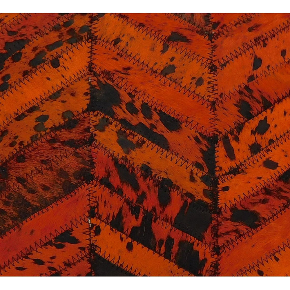 Premium orange black cowhide leather cushion cover