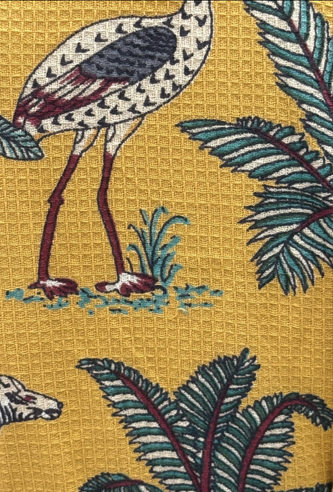 Mustard Cotton Waffle Kimono Robe – Safari Dressing Gown