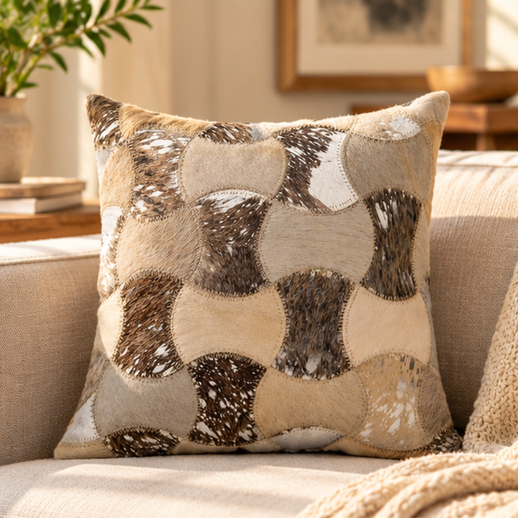 Exotic Cowhide Cushion Cover - Silver Twilight Pillowcase