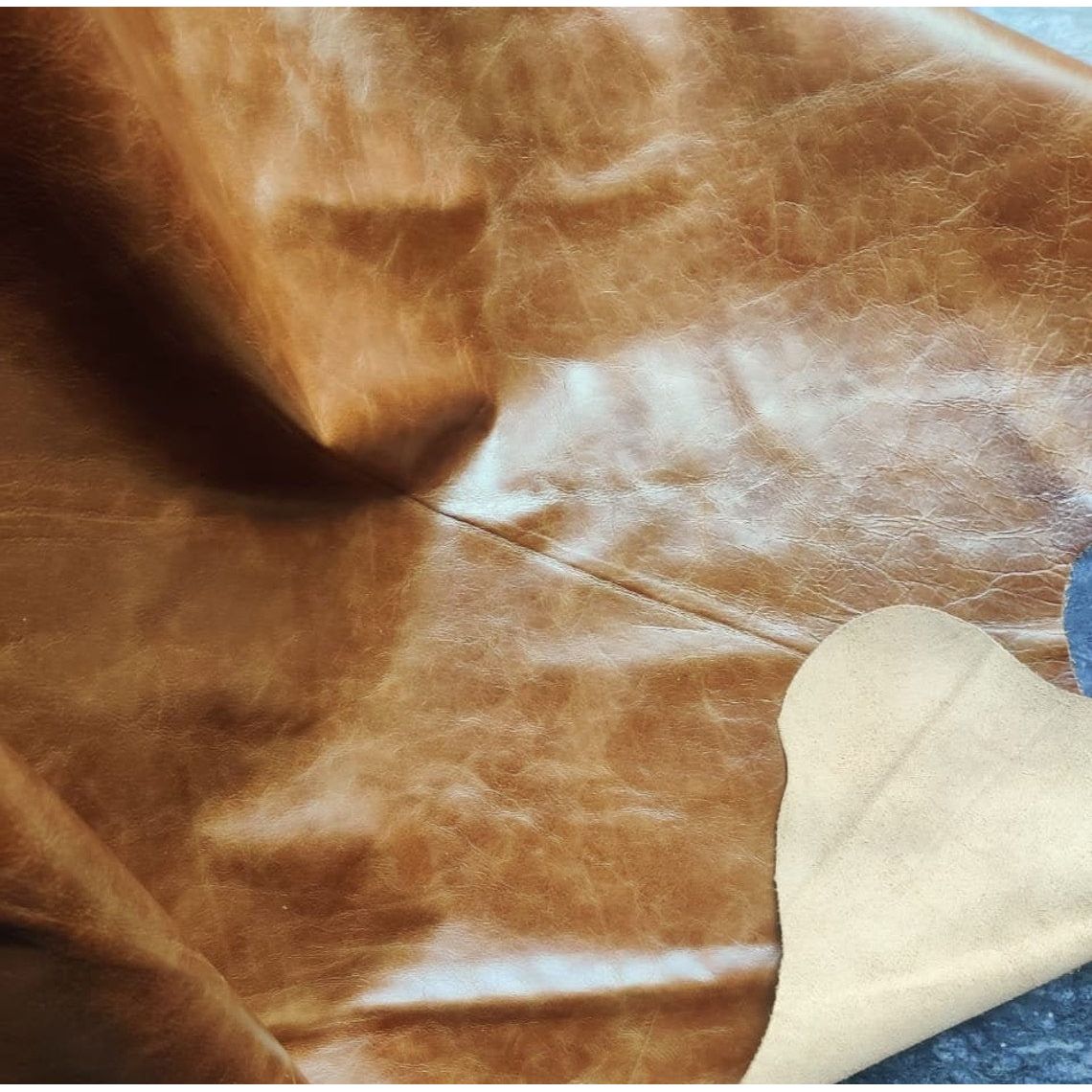 Leather Tan Moroccan Ottoman - Artisan Elegance