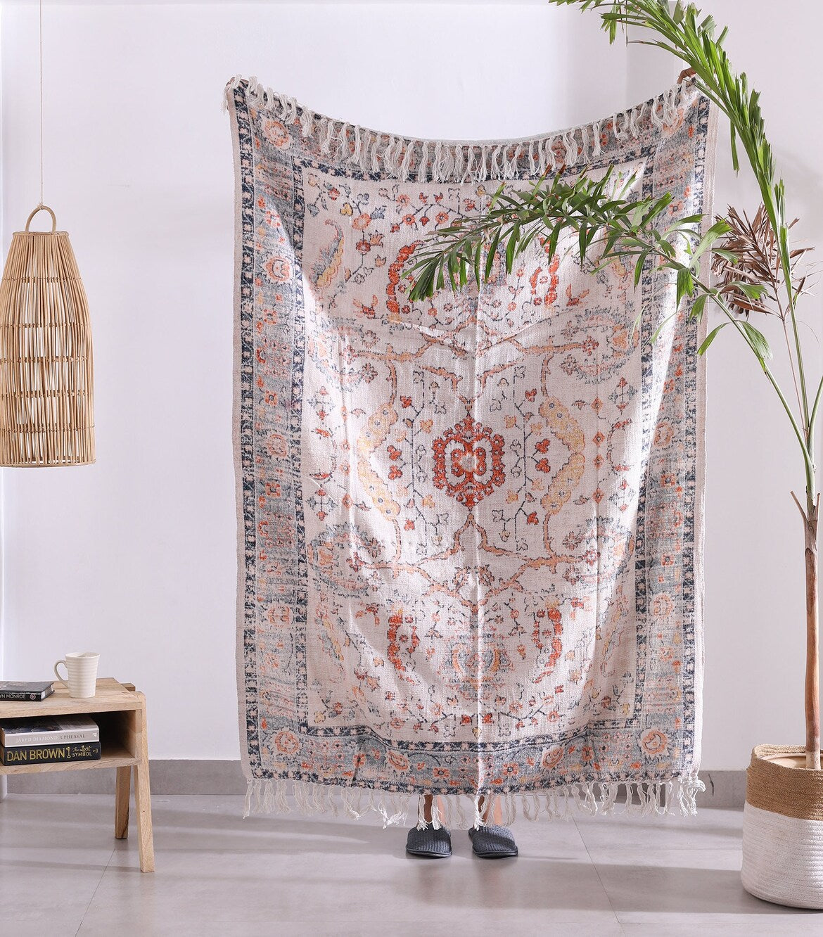 Luxury Cotton Throw Wool Rug - Boho Serene