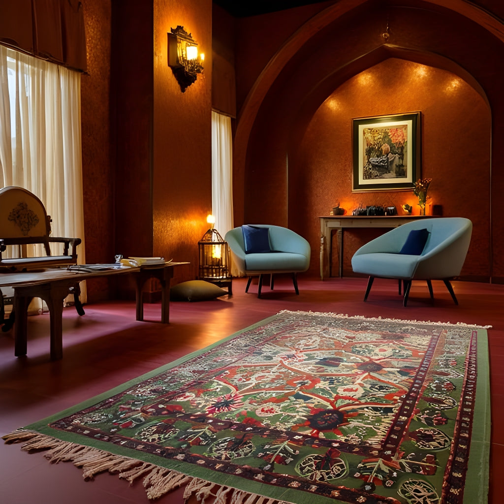 Mughal-Inspired Botanical Rug – 120x180cm Flatweave Cotton, Artisan-Made