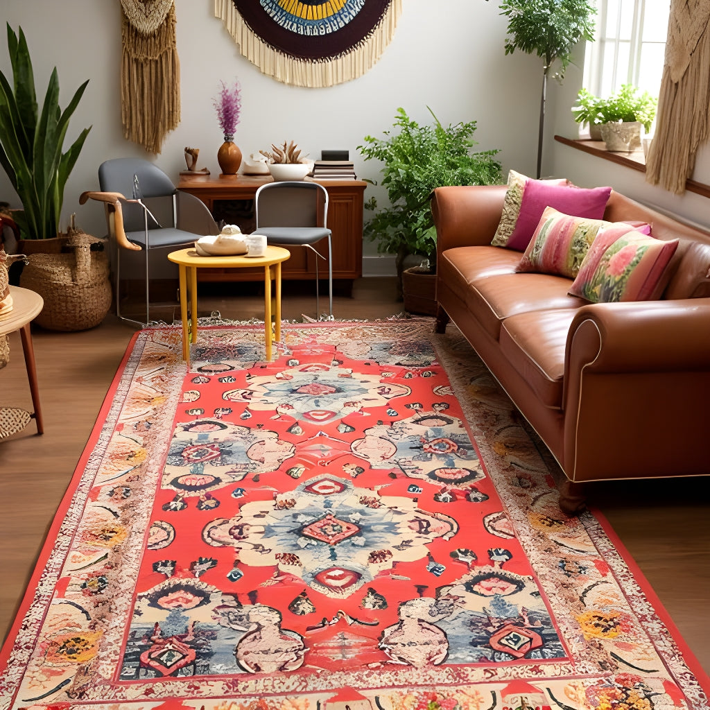 Vintage-Inspired Tribal Red Rug – 120x180cm Handwoven Accent