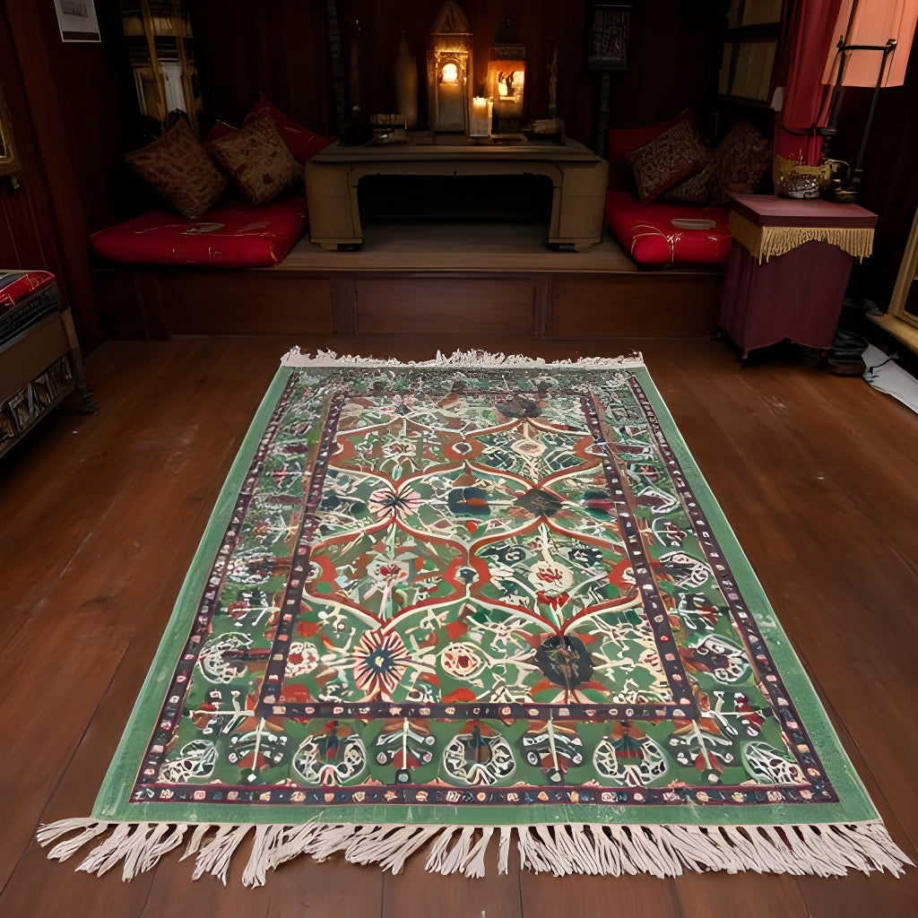 Mughal-Inspired Botanical Rug – 120x180cm Flatweave Cotton, Artisan-Made