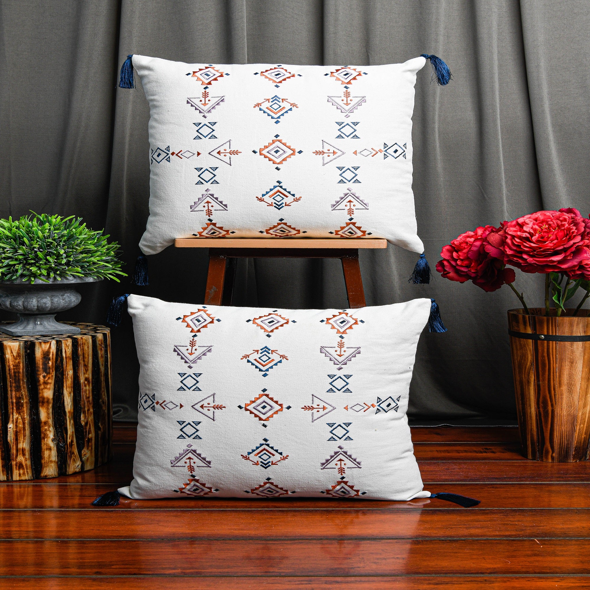 'Free Spirit' Hand-Woven Cotton Wool Cushion Cover
