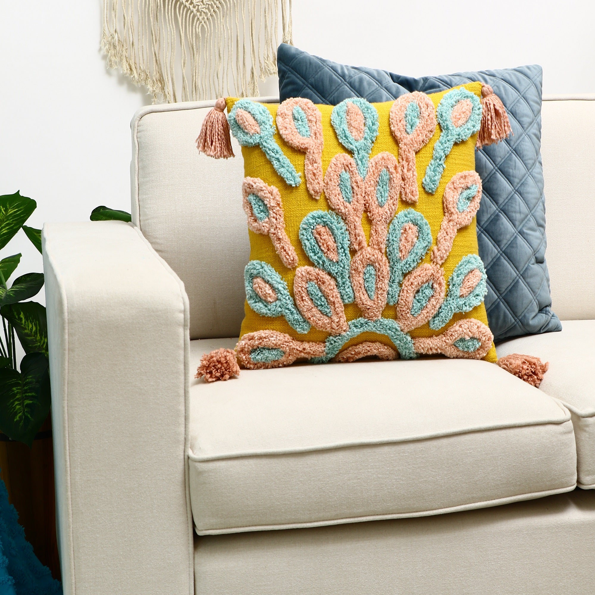 Linen Connections Moroccan Tassels Cushion Cover - Peacock
