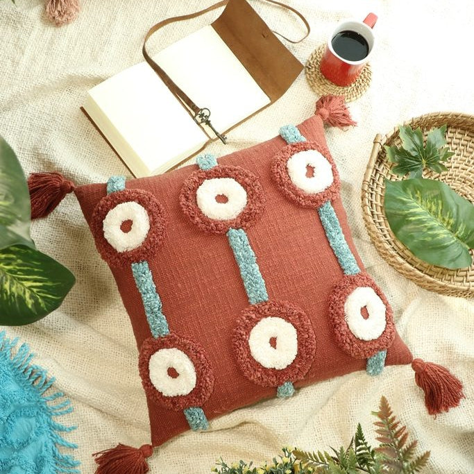 Linen Connections Moroccan Tassels Cushion Cover - Red