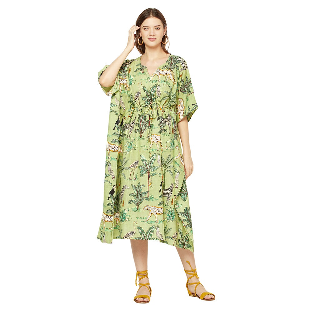 'Jungle Retreat' 100% Cotton Kaftan