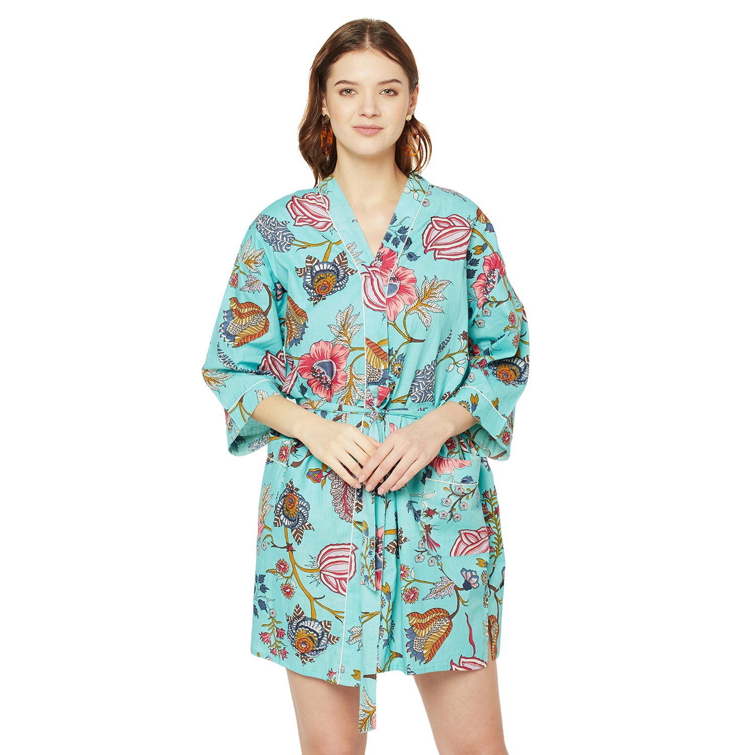 'Tropical Tranquility' 100% Cotton Kimono Robe