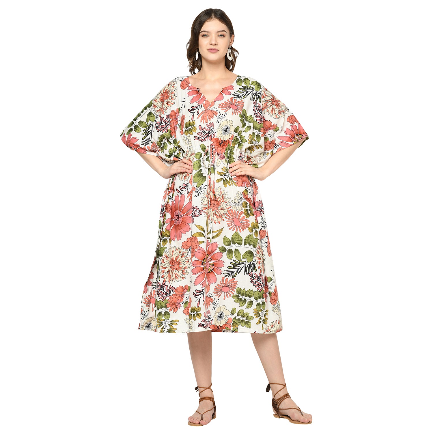 'Botanical Breeze' 100% Cotton Kaftan