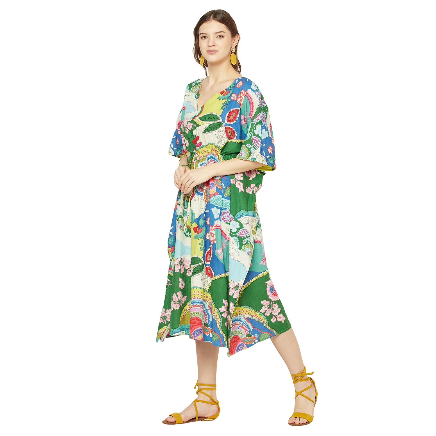 'Floral Mosaic' 100% Cotton Kaftan