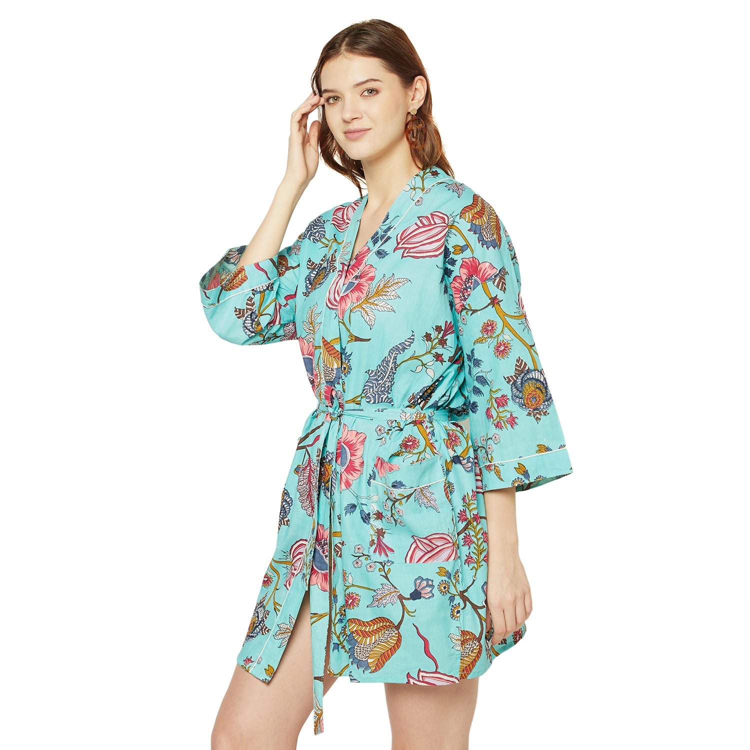 'Tropical Tranquility' 100% Cotton Kimono Robe